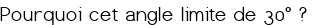 Pourquoi cet angle limite de 30° ? 