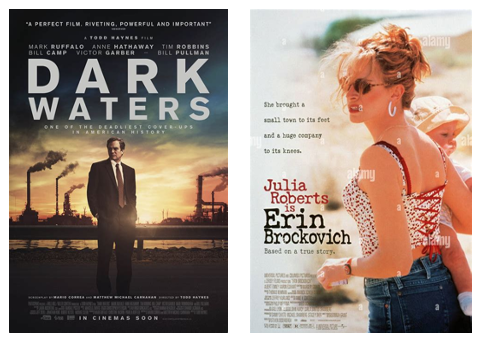 Affiches des films Dark waters et Erin Brockovich.